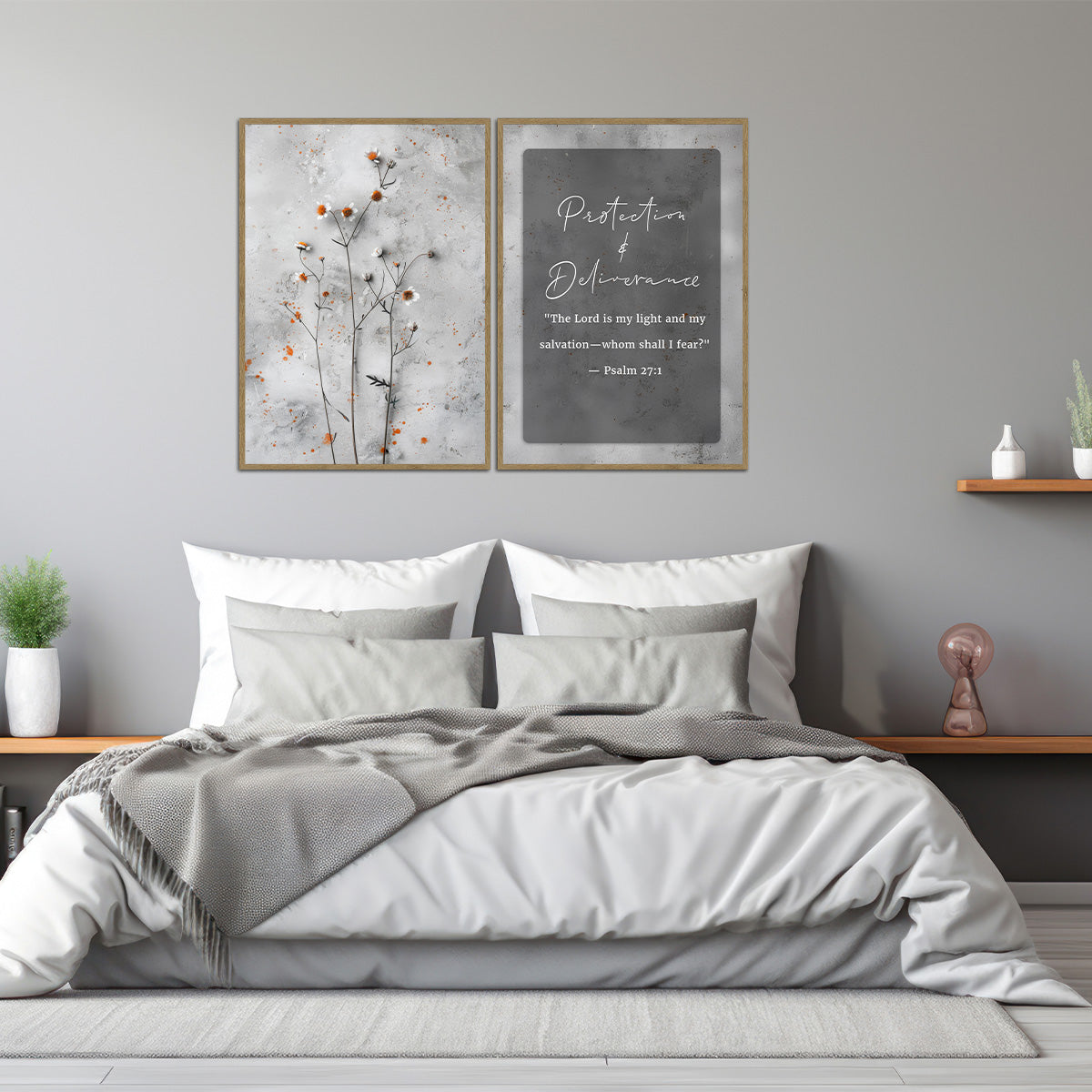 Protection & Deliverance  Psalm 27:1 - 2 Panel Metal  Wall Art