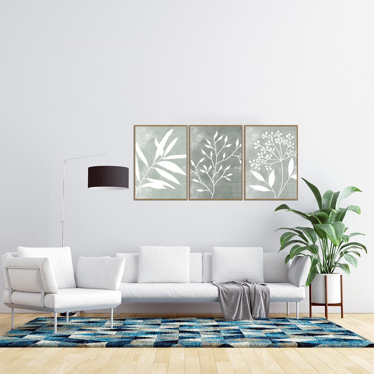“Botanical Serenity” – 3-Panel Floral Metal Wall Art
