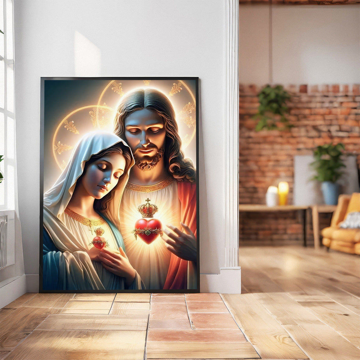 Sacred Hearts of Jesus and Mary – HD Metal Christian Metal  Wall Art