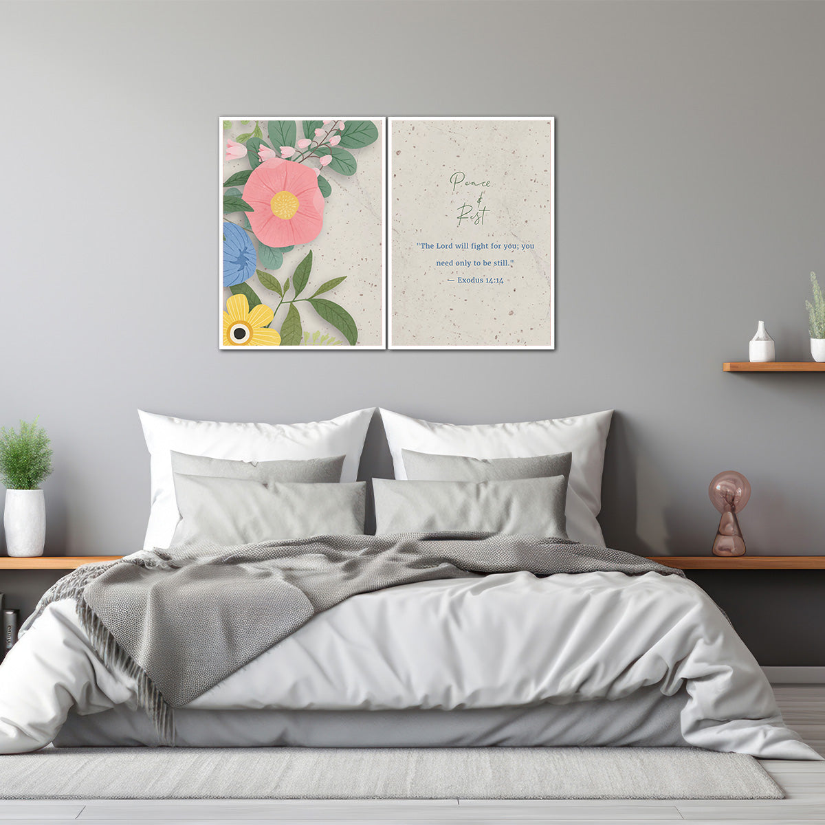 Exodus 14:14 Christian - 2 Panel Metal Wall Art