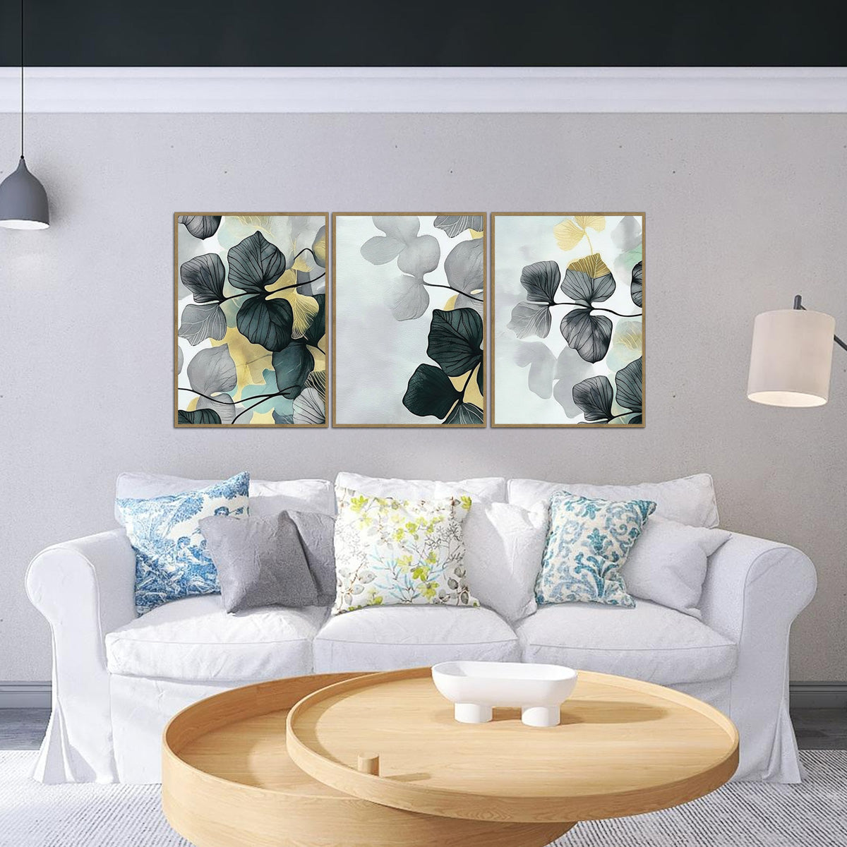 "Ginkgo Whisper" – 3-Panel Metal Wall Art