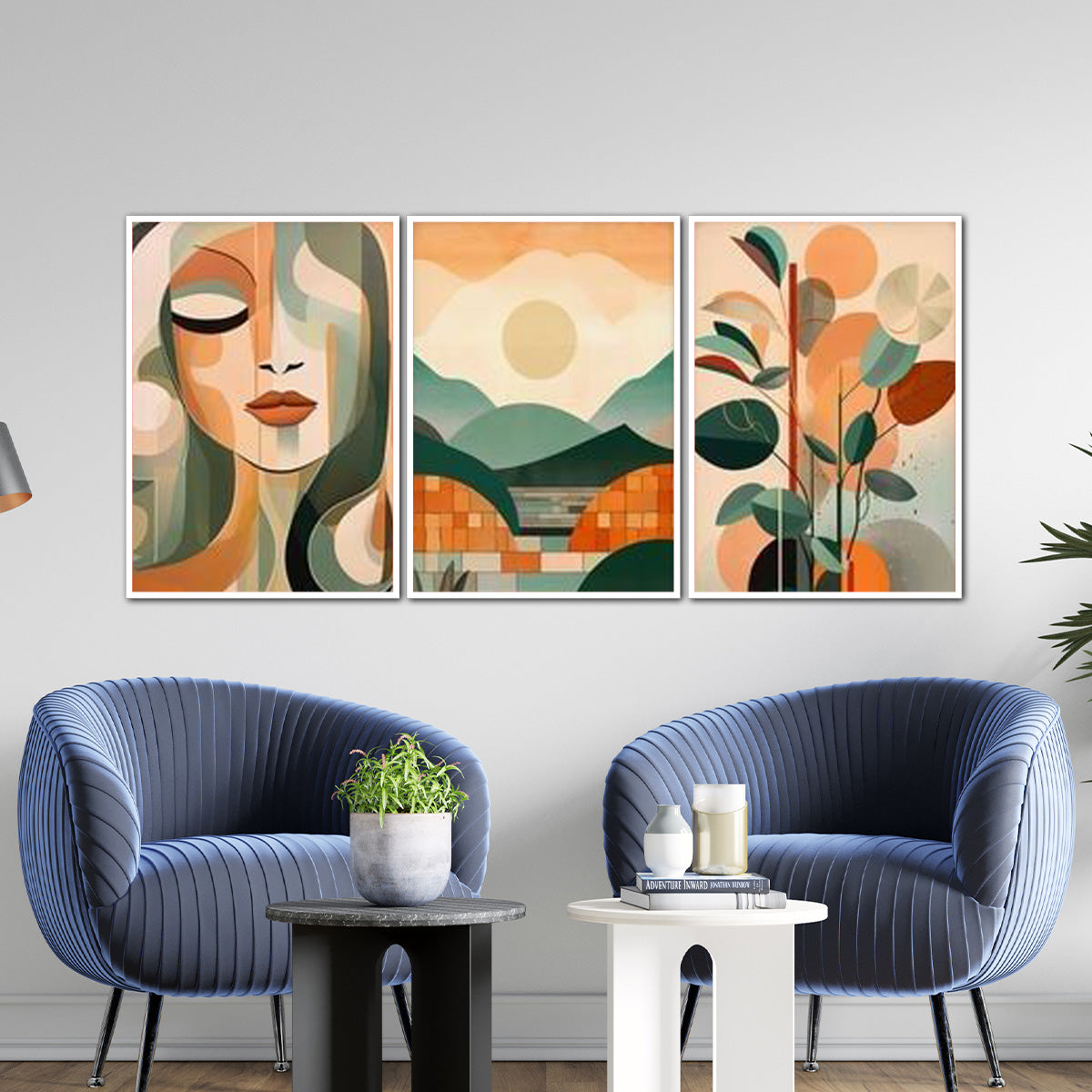 “Serene Harmony” – 3-Panel Abstract Metal Wall Art