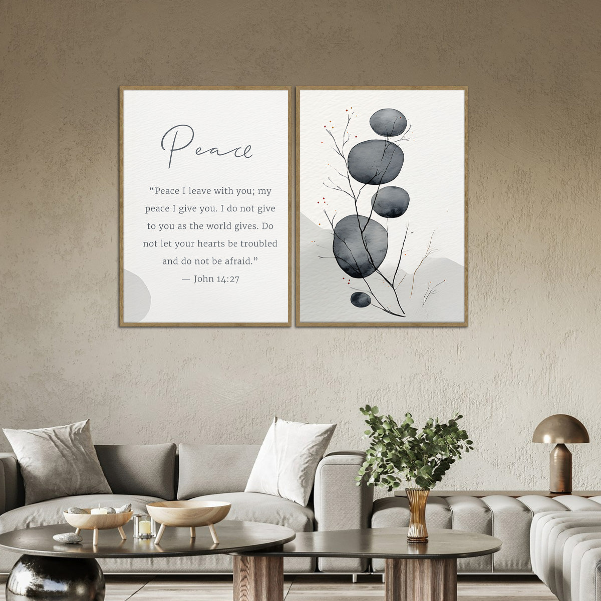 Faith & Calm Bible Quote - 2 Panel Metal Wall Art