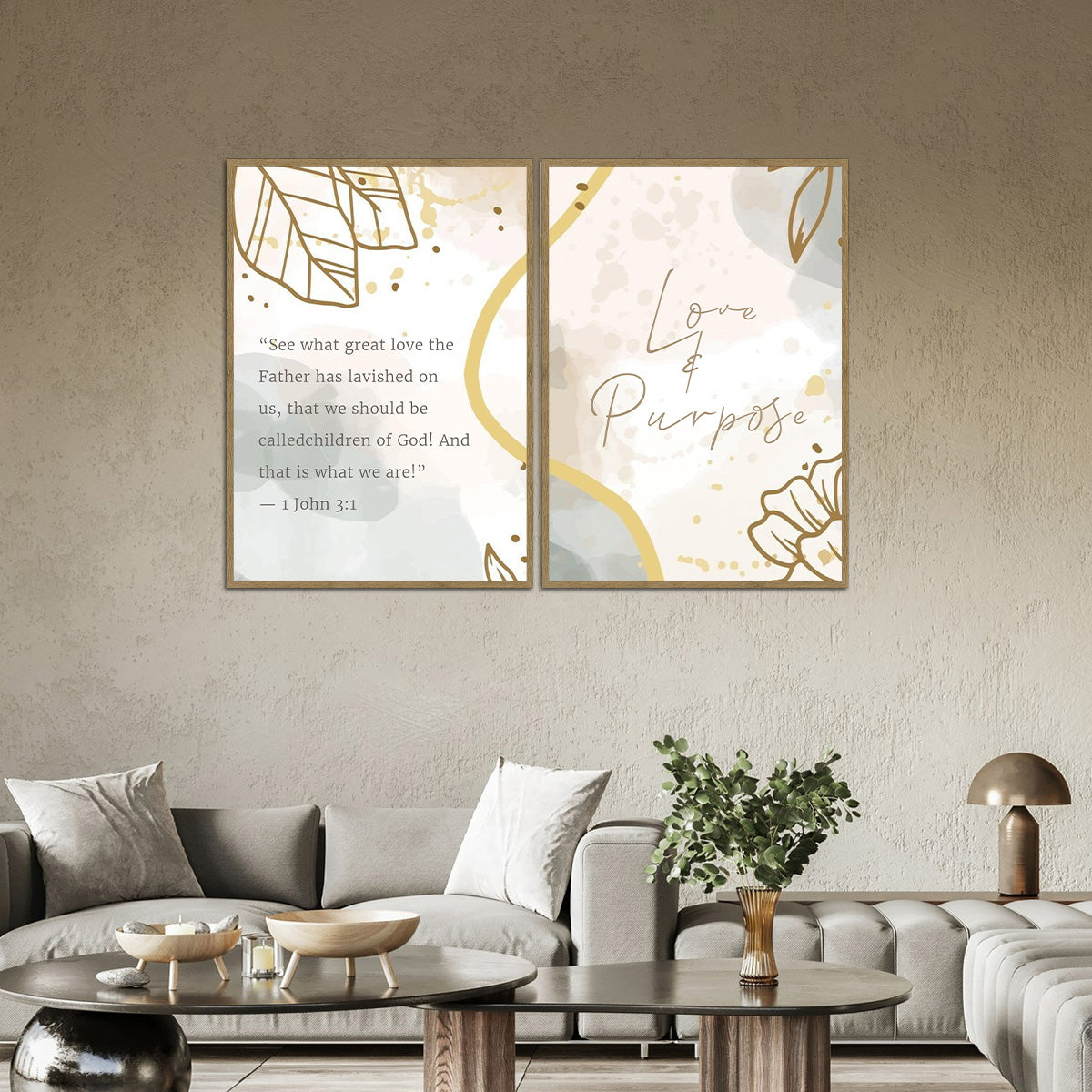 Love & Purpose – 1 John 3:1 Christian Quote - 2 Panel Metal Wall Art