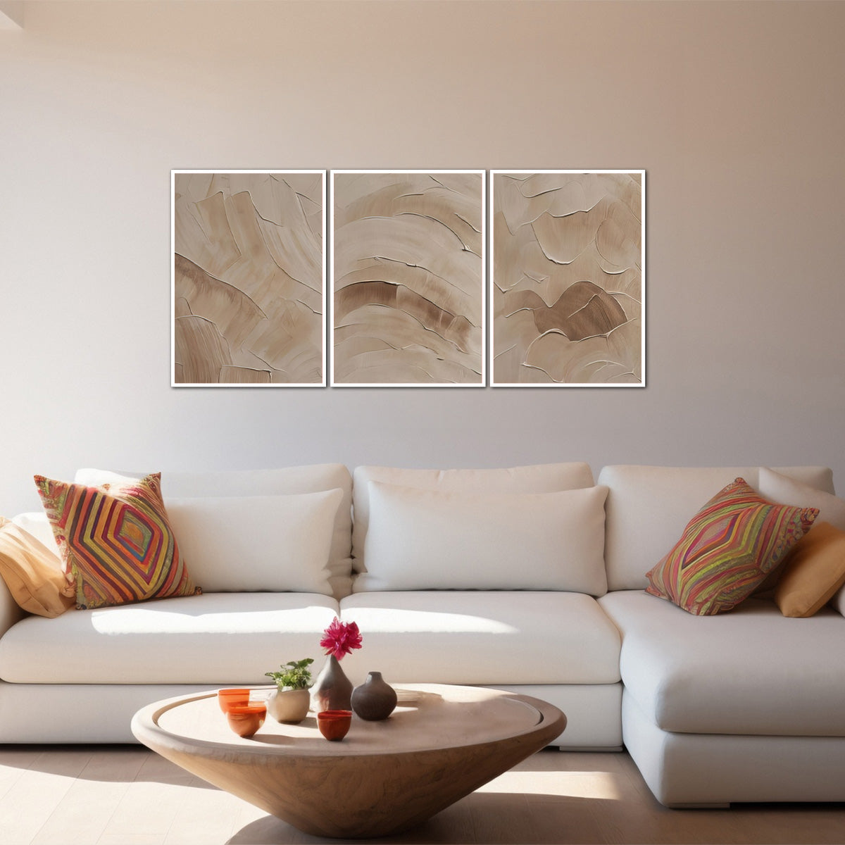 “Earthen Flow” – 3-Panel Metal Wall Art