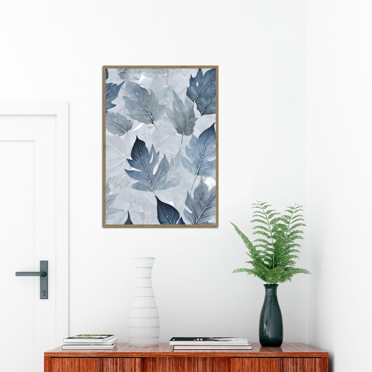 Frosted Leaf Harmony – Nature Metal Wall Art