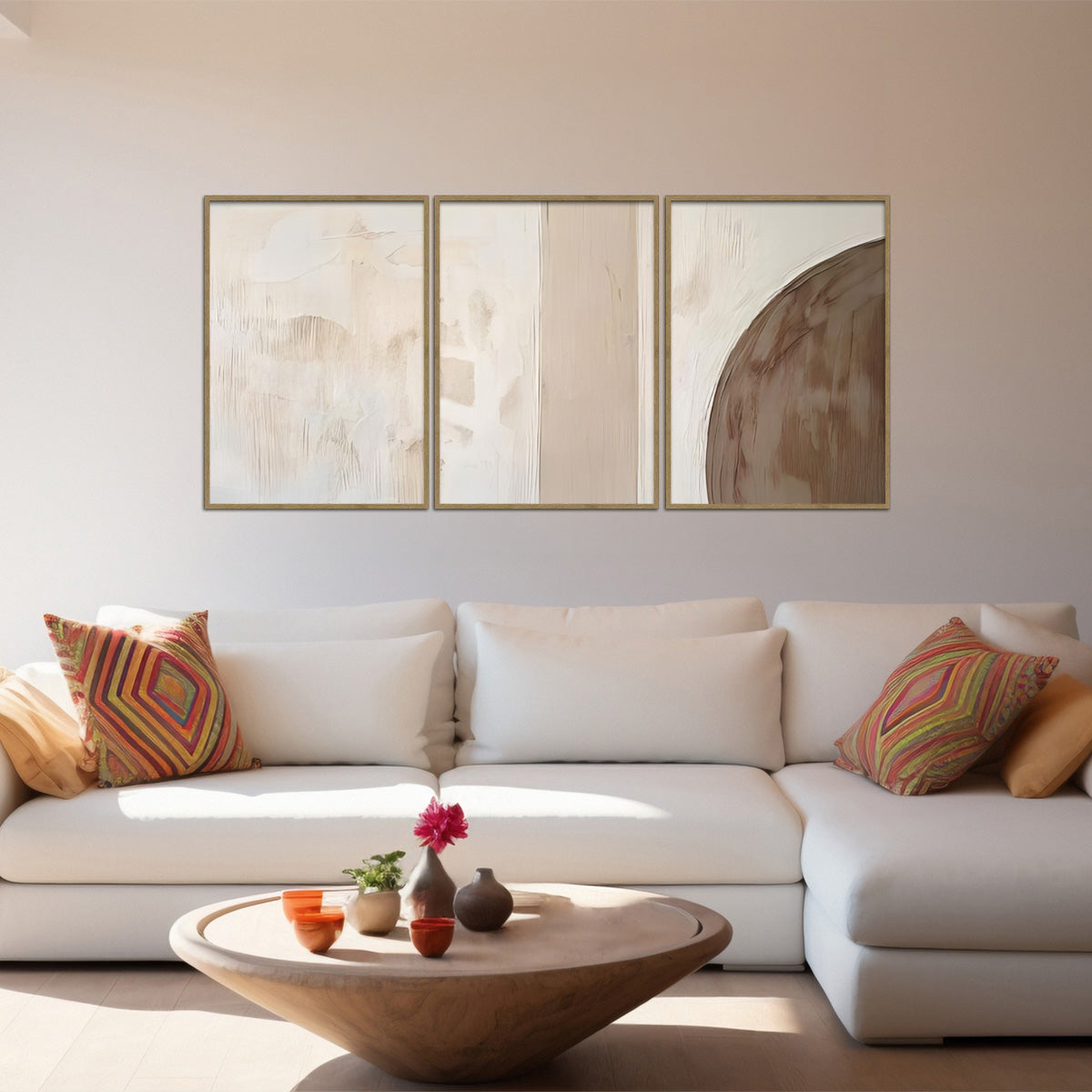 “Neutral Balance” – 3-Panel Metal Wall Art