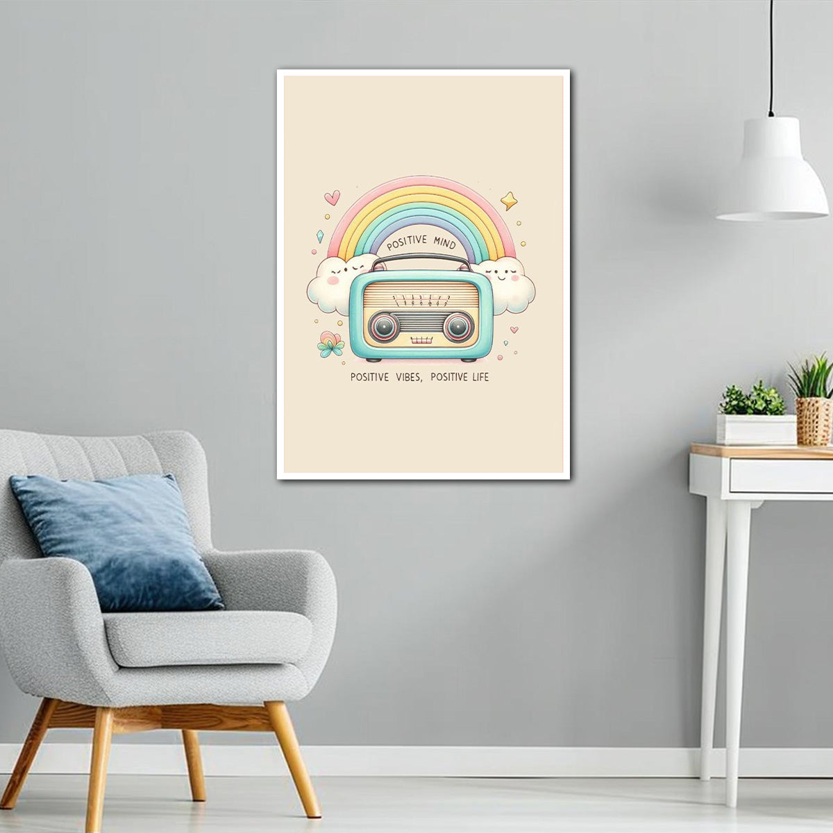 Positive Vibes Rainbow – Cute Aesthetic Metal Wall Art