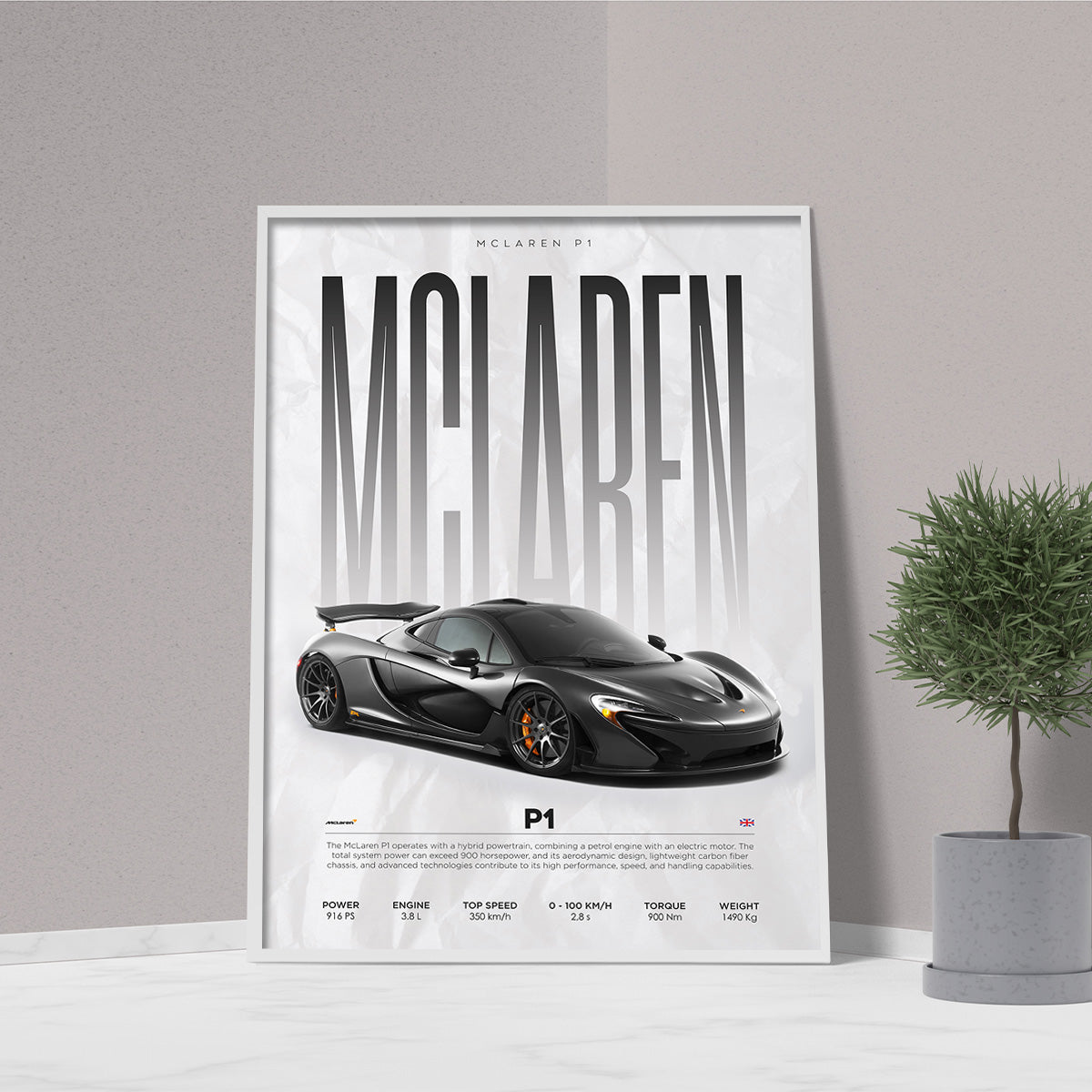 McLaren P1 Supercar  Metal Wall Art