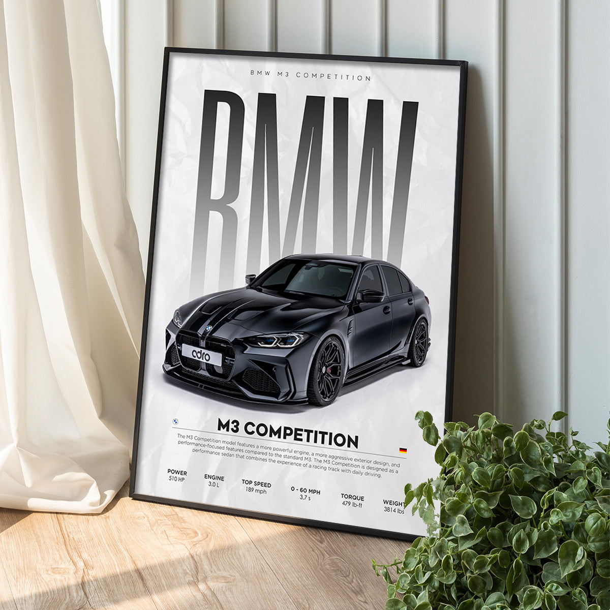 BMW M3 Competition Supercar Mental Wall Art