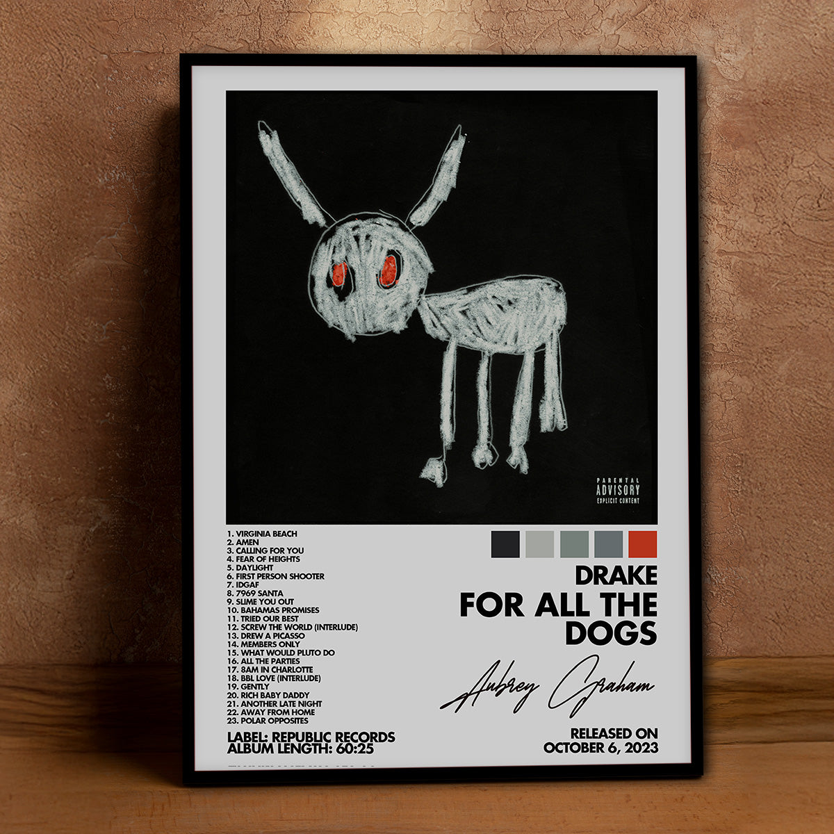 Drake “For All The Dogs” Metal Wall Art