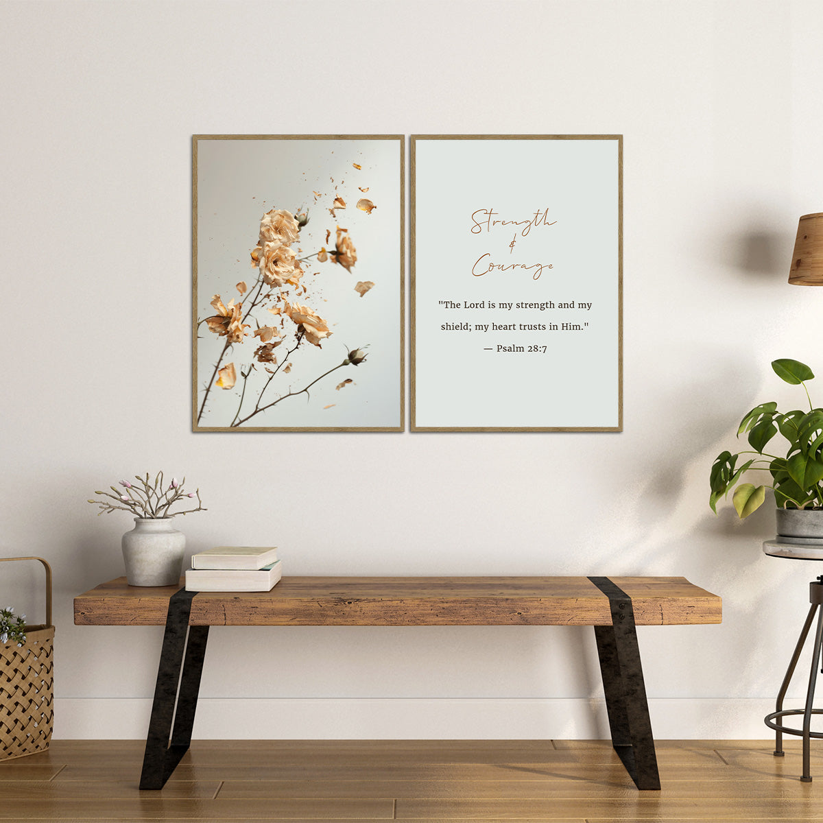 Strength & Courage – Psalm 28:7- 2 Panel Metal Wall Art