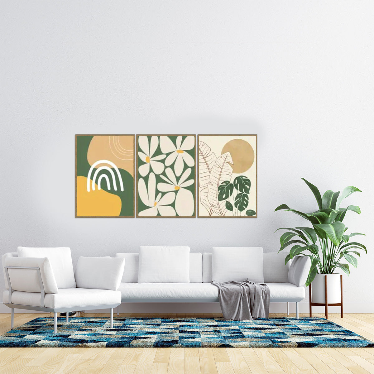 "Floral Serenity" – 3-Panel Floral Metal Wall Art