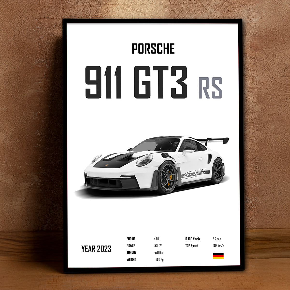Precision and Power: Porsche 911 GT3 RS Metal Wall Art