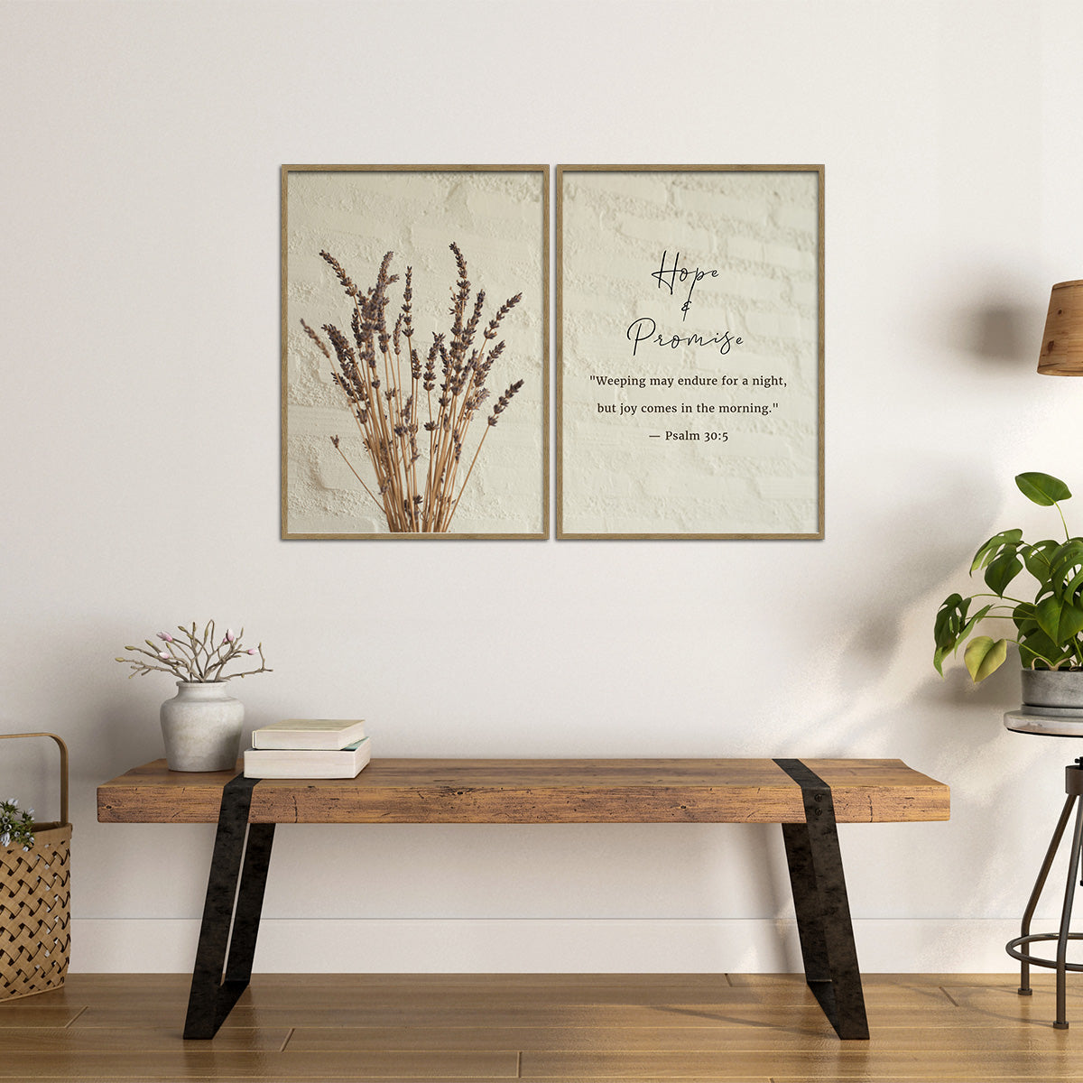 Hope & Promise  Psalm 30:5 - 2 Panel Metal  Wall Art