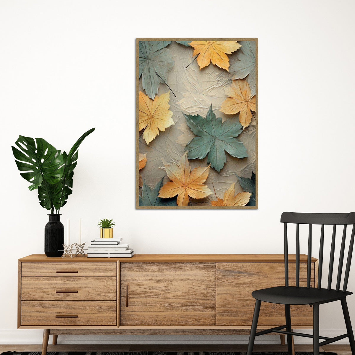 Autumn Serenity Leaf Texture Metal Wall Art