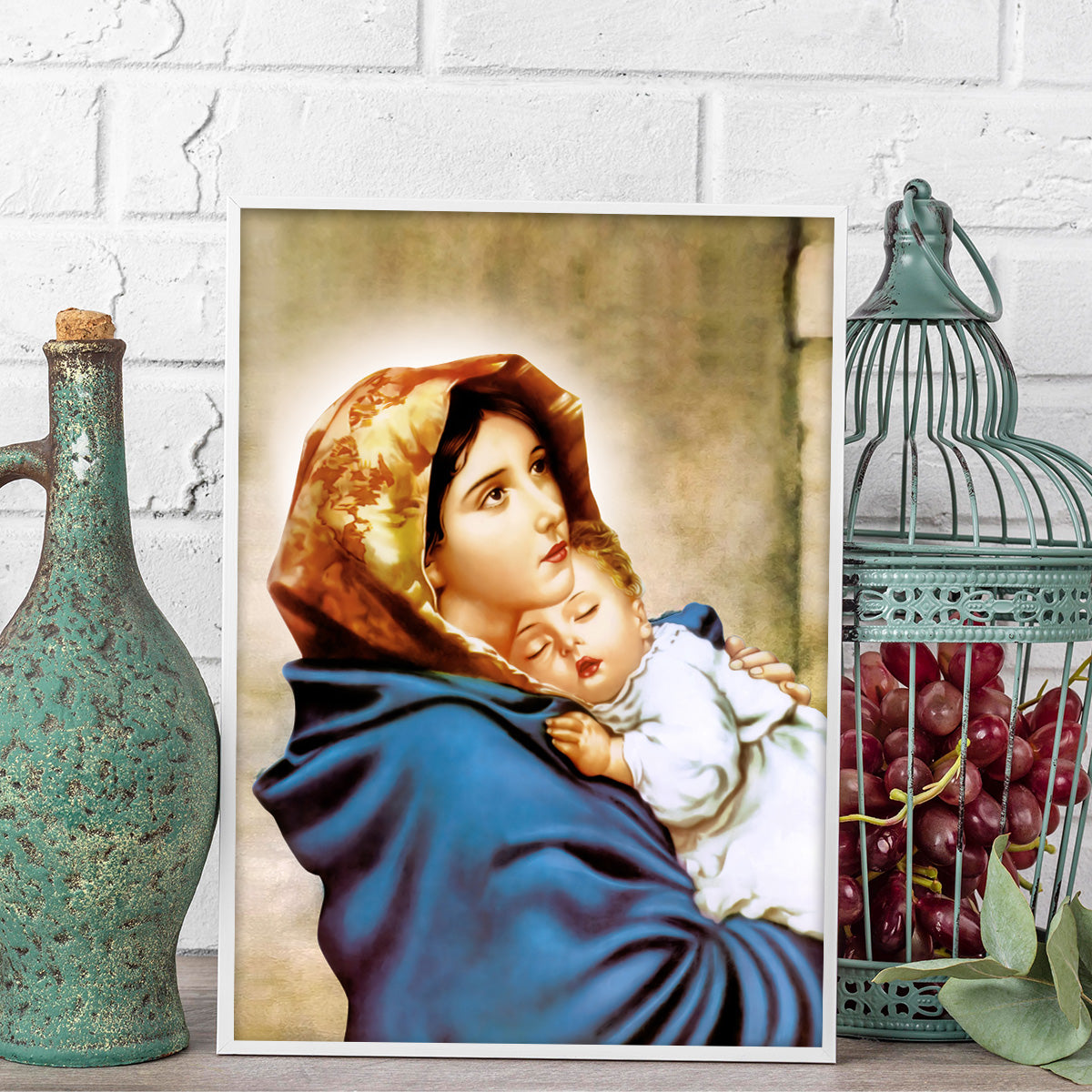 Mother Mary and Baby Jesus – Divine Comfort HD Metal Wall Art