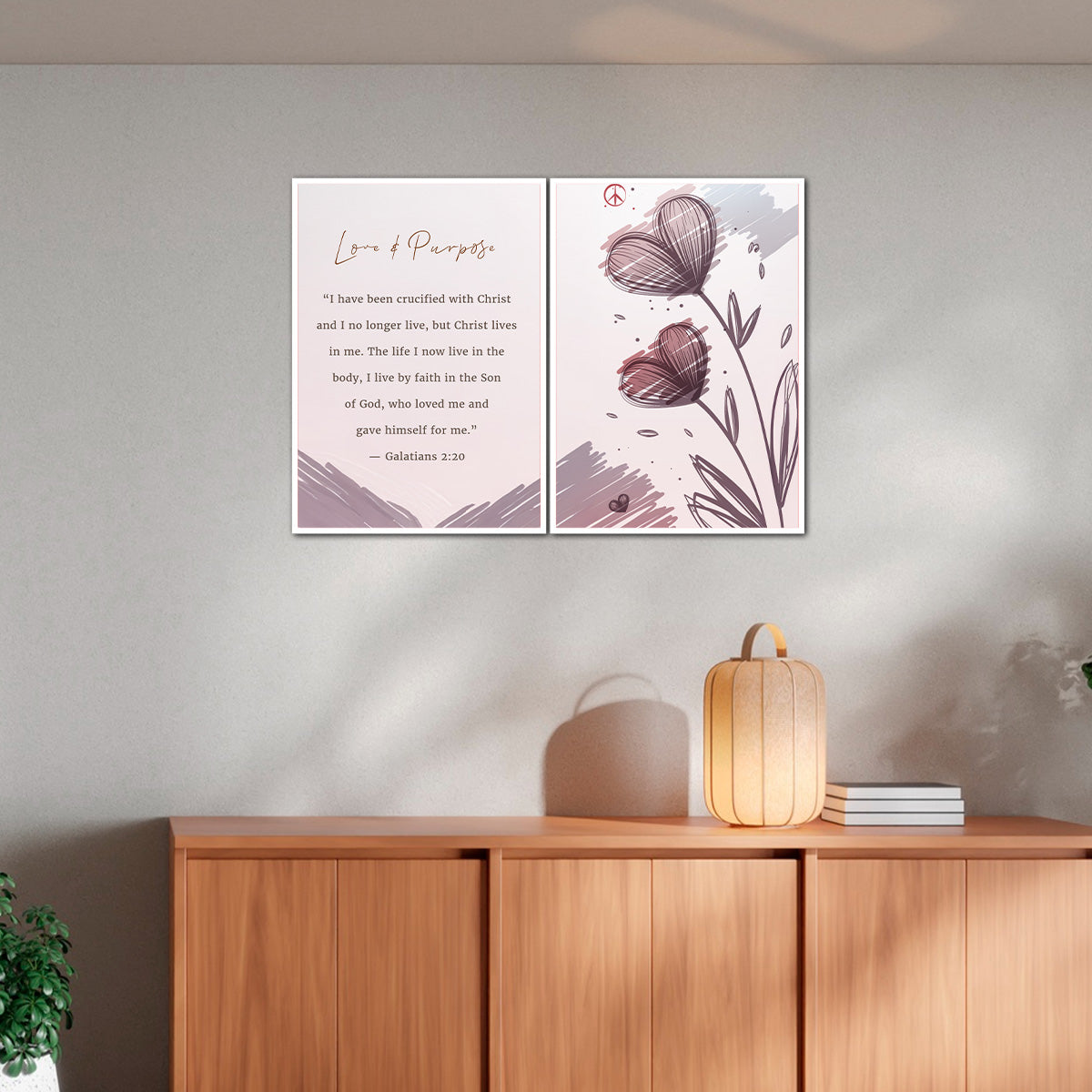 Love & Purpose – Galatians 2:20 - 2 Panel Metal Wall Art