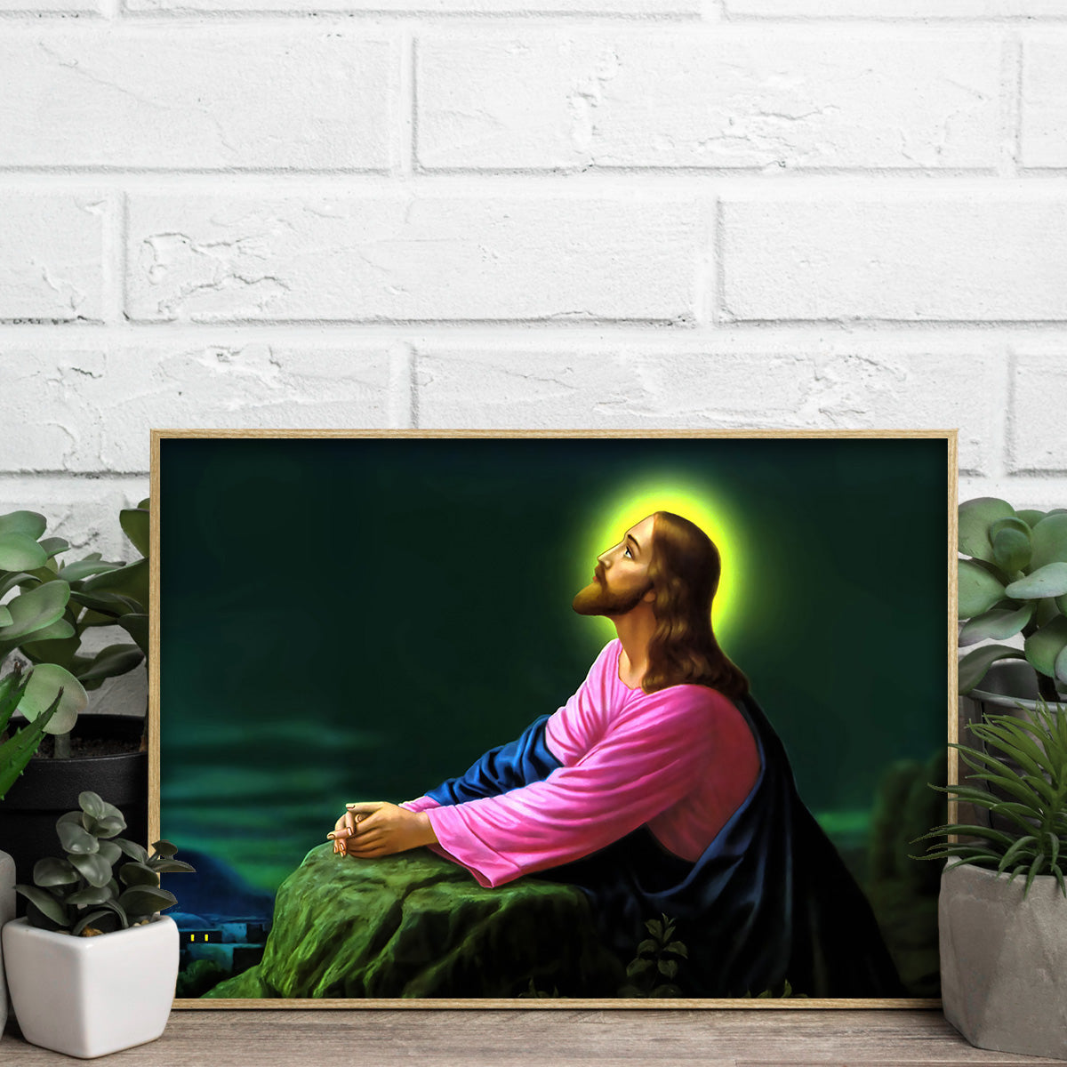 Divine Reflection – Praying Jesus HD Metal Wall Art