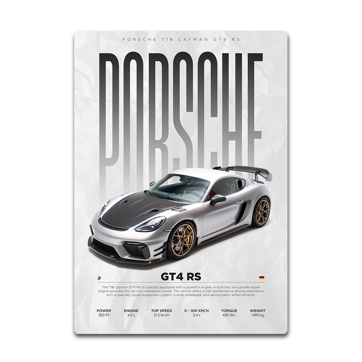 Porsche GT4 RS  Metal Wall Art