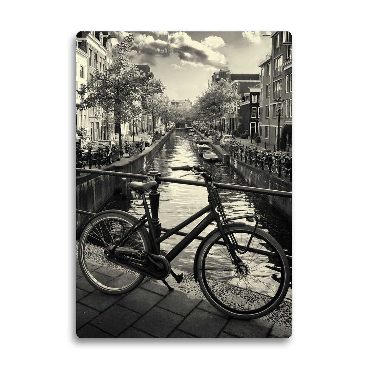 Bicycle Over Canal – Amsterdam Travel  Metal Wall Art