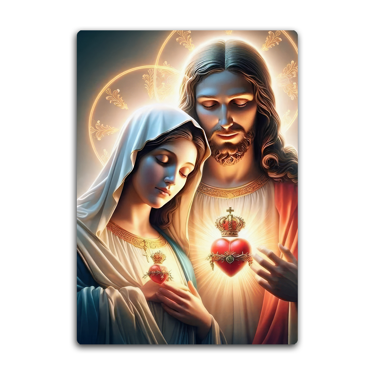 Sacred Hearts of Jesus and Mary – HD Metal Christian Metal  Wall Art