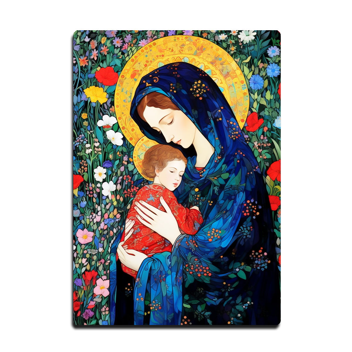 Garden of Grace – Mother Mary & Jesus HD Metal Wall Art