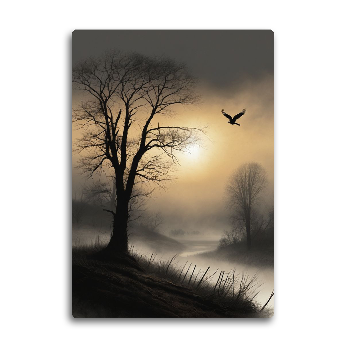 “Whispers of Dawn” – Tranquil Sunrise Nature Metal  Wall Art