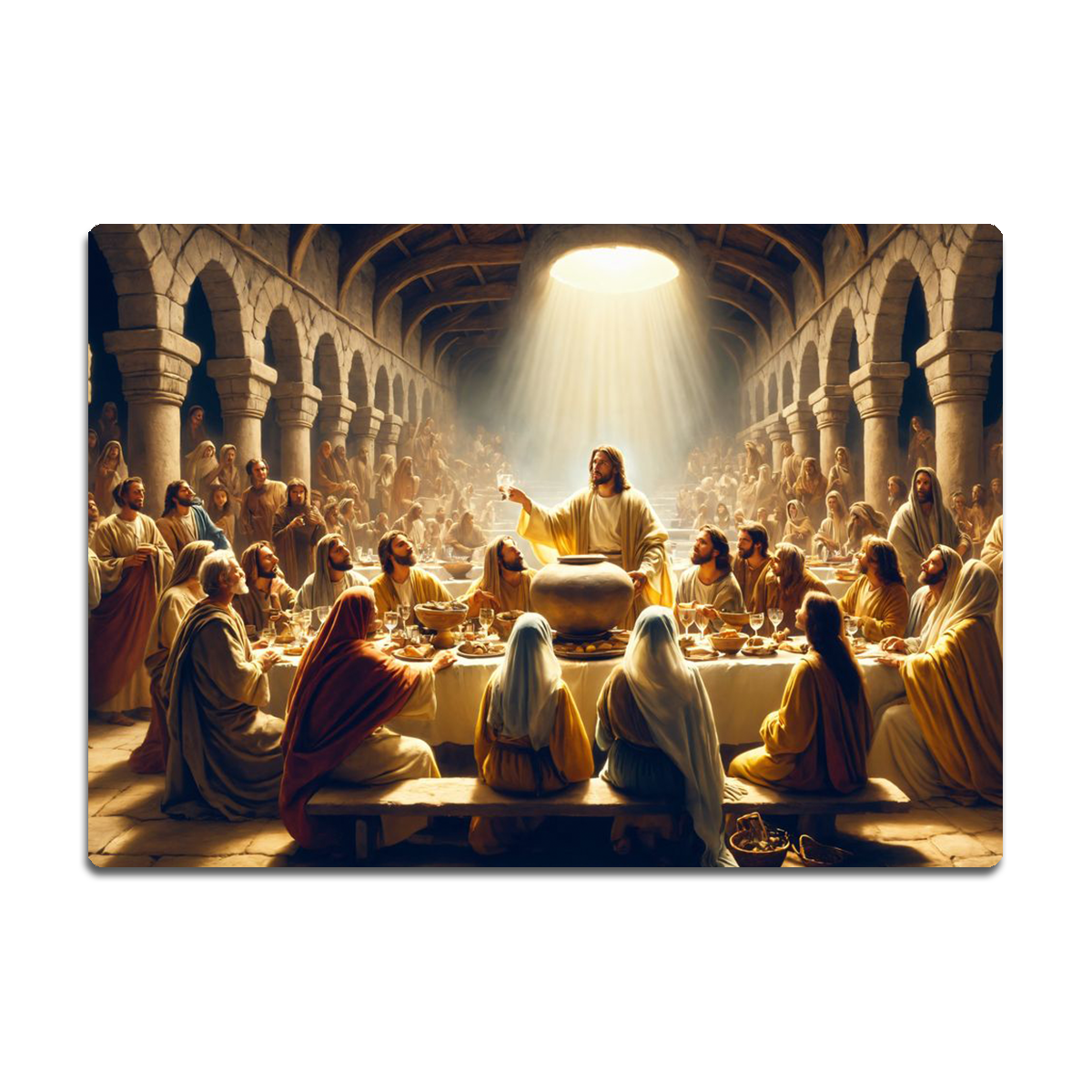 “The Last Supper of Light” – Jesus & Disciples Christian  Metal Wall Art