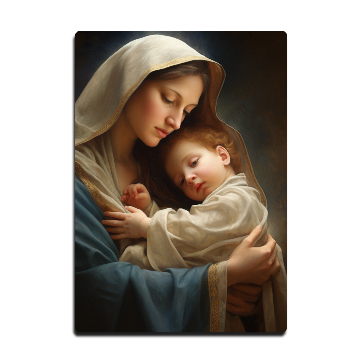 The Virgin’s Embrace – Mary & Jesus HD Metal Wall Art