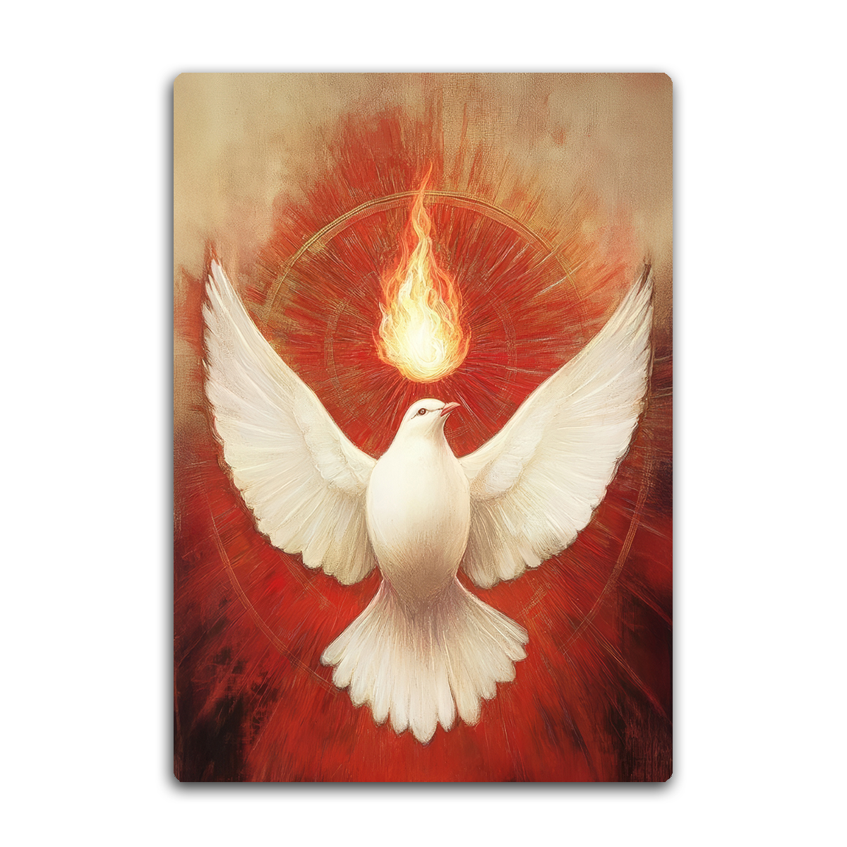 “Holy Spirit Flame” – Dove of Peace Christian Metal  Wall Art