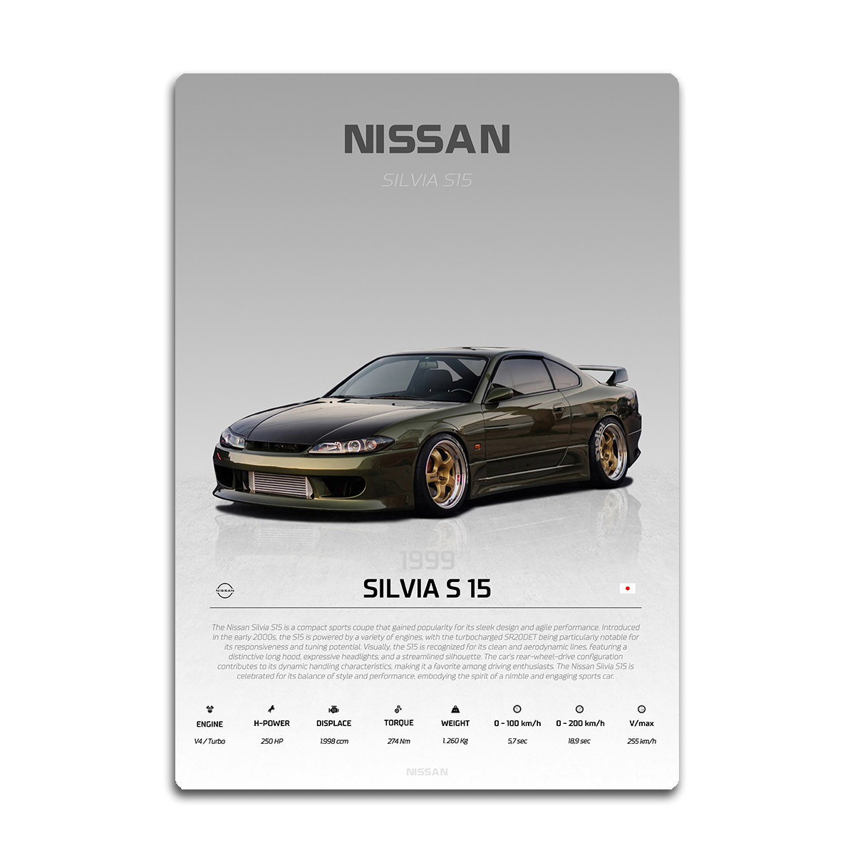 Nissan Silvia S15 Metal Wall Art