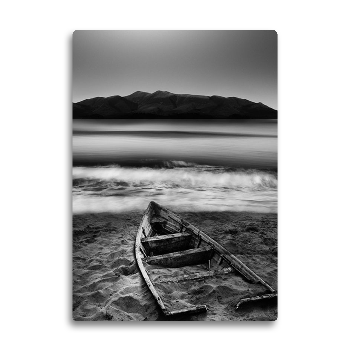 Tranquil Shores – Black & White Metal  Wall Art