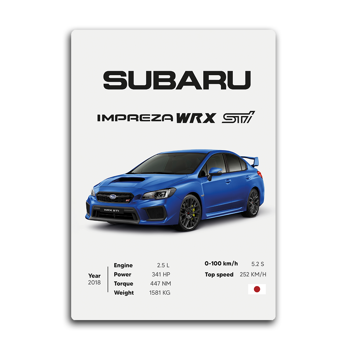 Subaru WRX STI Metal Wall Art