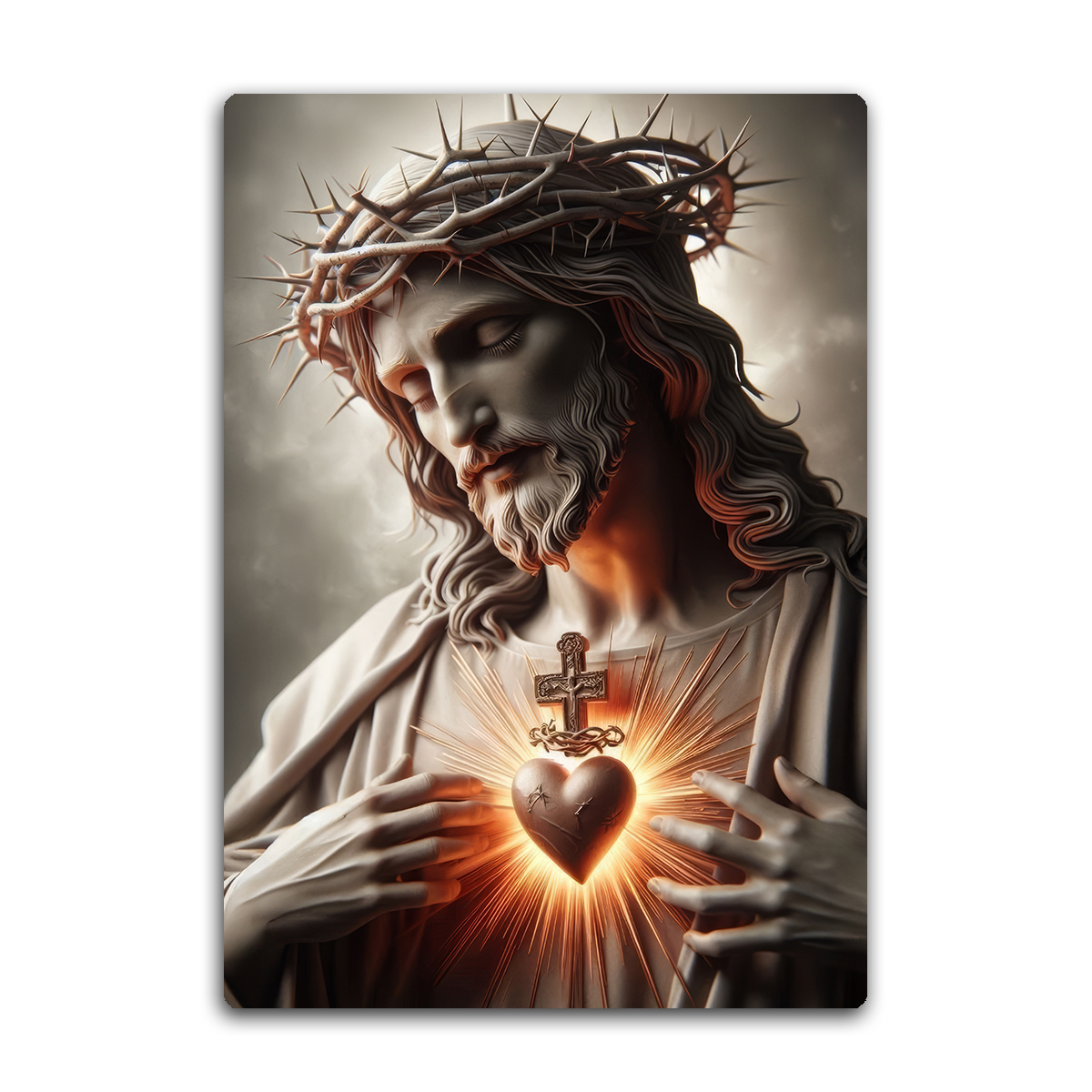 The Suffering Savior – Sacred Heart of Jesus  Metal Wall Art