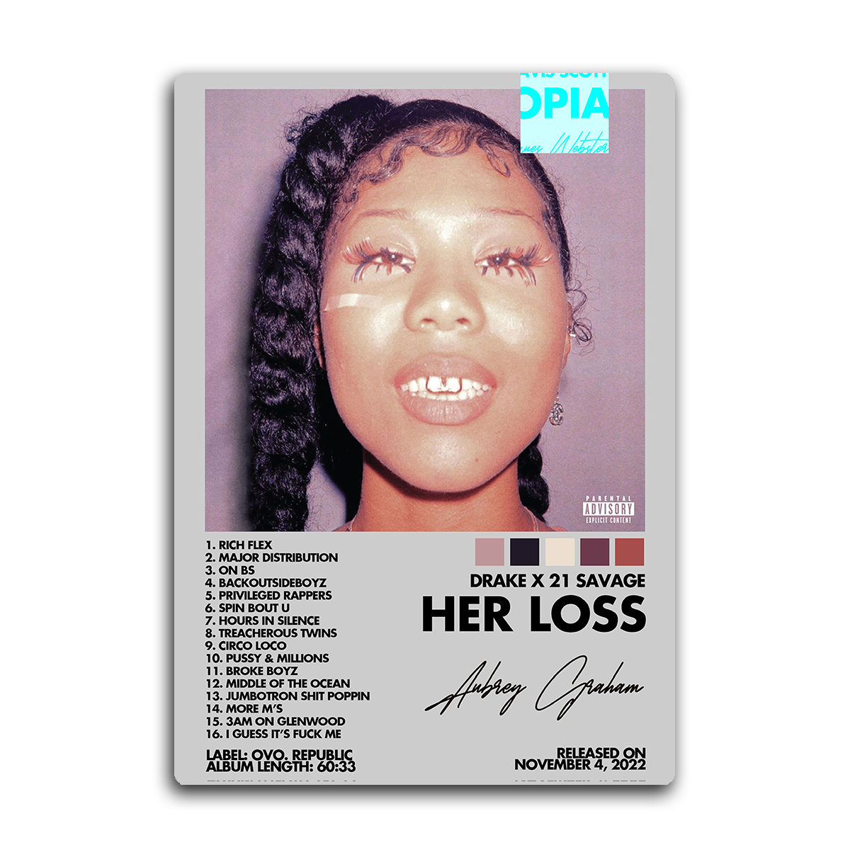 Her Loss Album Wall Art – Drake x 21 Savage HD Metal Print