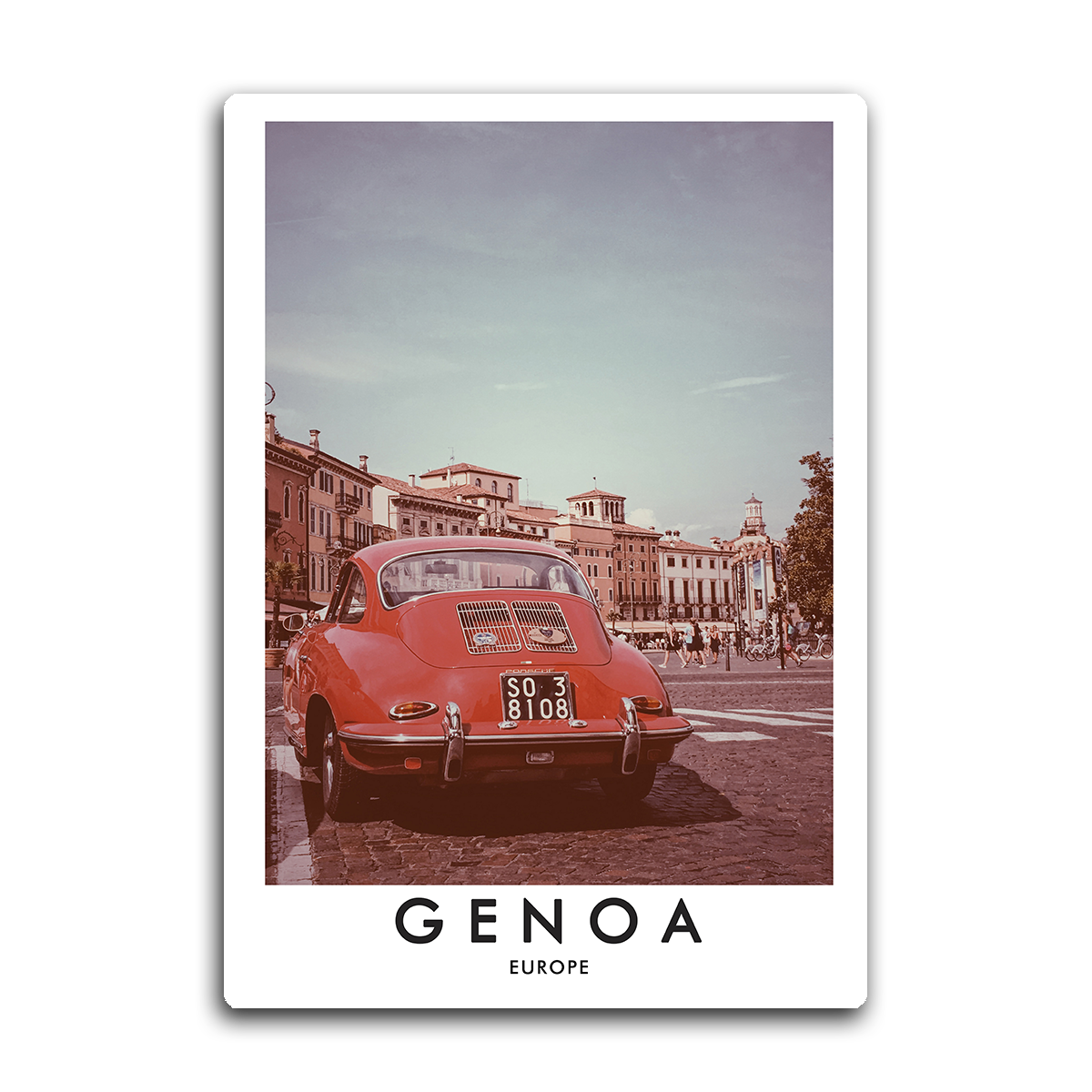 Genoa Italy Wall Art – Vintage Red Car HD Metal Print