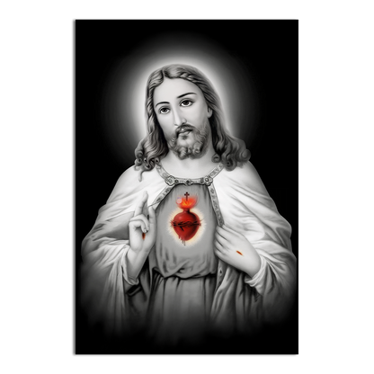 Jesus Sacred Heart Monochrome-Acrylic Wall Art