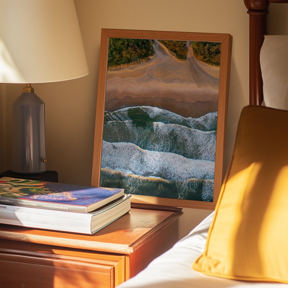 “Golden Coast Aerial” Beach Metal Wall Art