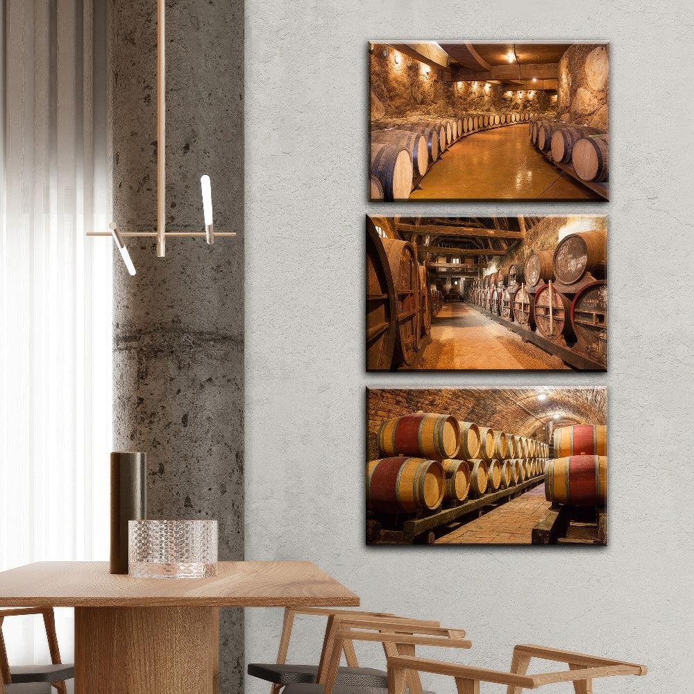 Cellar Barrel Elegance - 3Panel - PixMagic