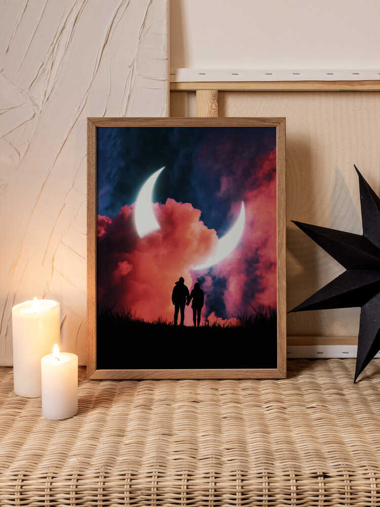 Moonlit Love Metal Wall Art