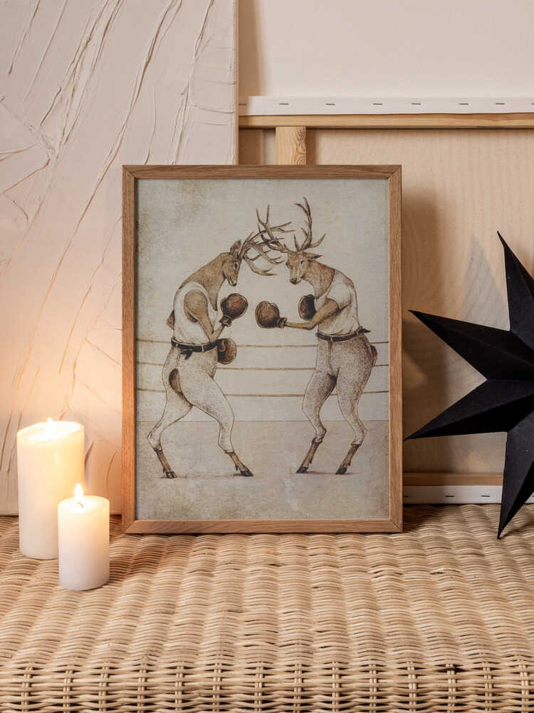 Friendly Rivals – Whimsical Deer Nursery  Metal Wall Art