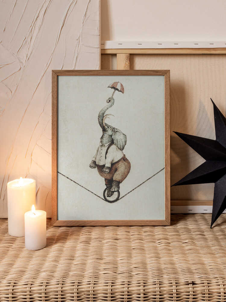 Brave Little Balancer – Elephant Nursery  Metal Wall Art