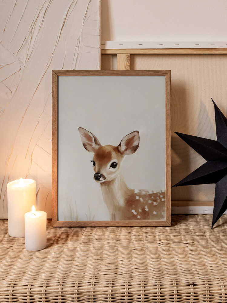 Soft Beginnings – Minimalist Fawn Metal Wall Art