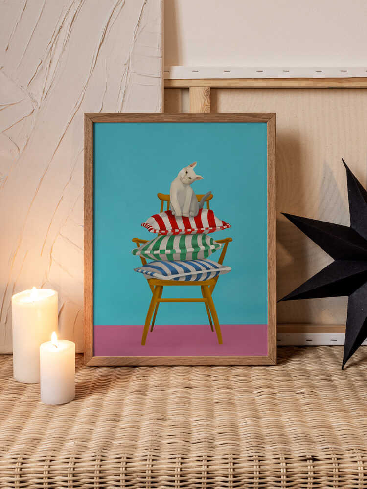 Curious Cat Balance – Playful Animal Metal Wall Art