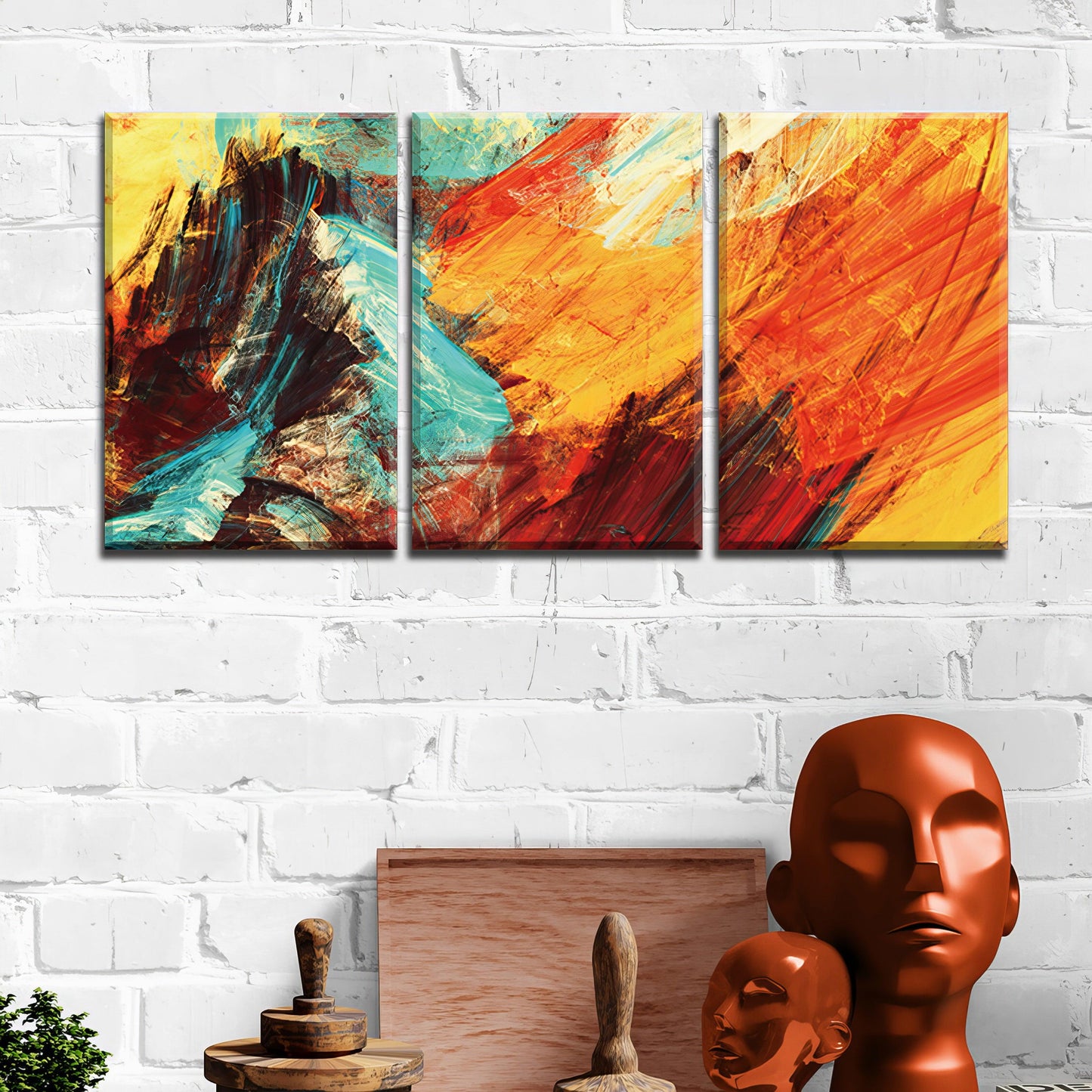 Chromatic Brushstroke Trio - 3Panel.