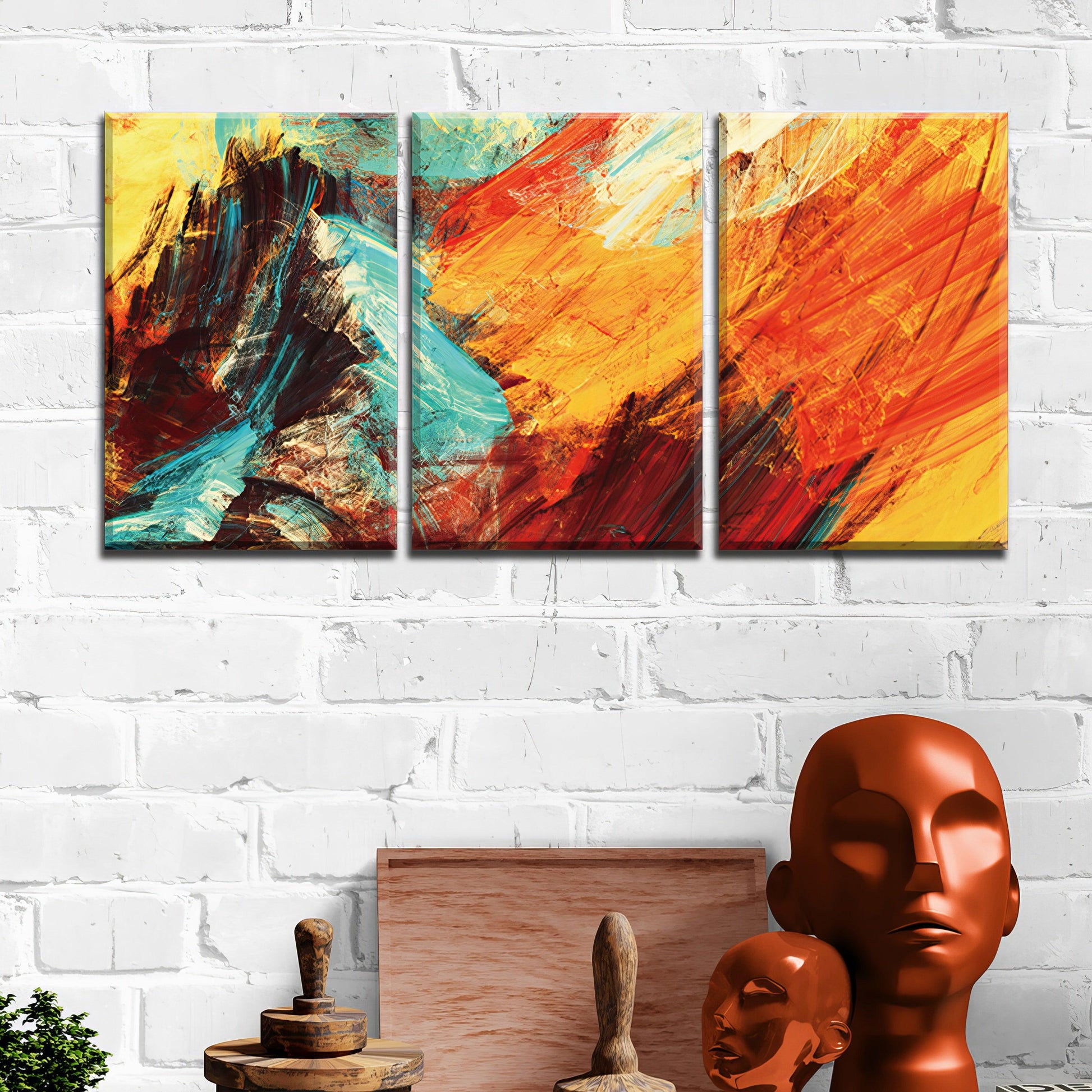 Chromatic Brushstroke Trio - 3Panel.