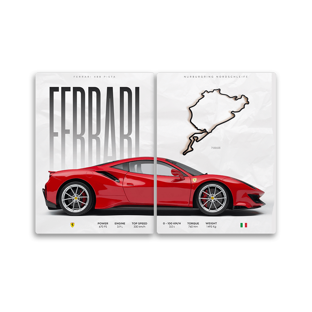 Ferrari 488 Pista -2 Panel- HD Metal Print - PixMagic