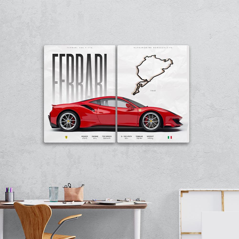 Ferrari 488 Pista -2 Panel- HD Metal Print - PixMagic
