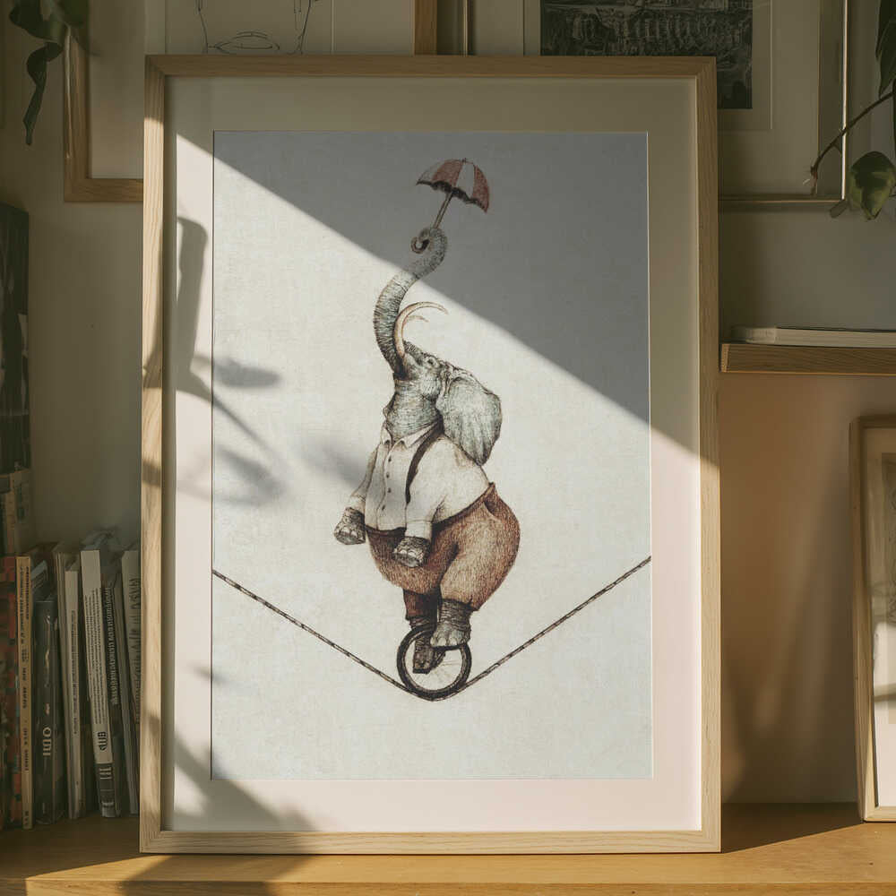 Brave Little Balancer – Elephant Nursery  Metal Wall Art